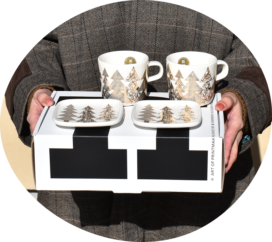 マリメッコ(marimekko)Kuusikossa cup and plate set トウヒの森カップアンドプレートセット 52239-4-72865