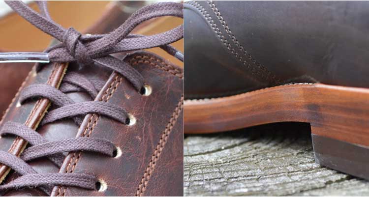 スタックマン ステッチワークとコバのアップ