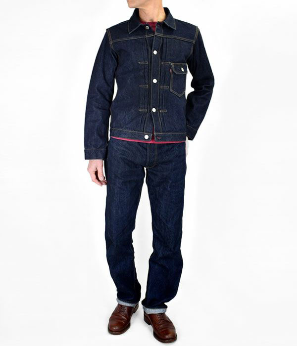 デラックスウエア(DELUXEWARE)DX4015 FIRST MODEL JACKETとDX5015 STANDARD STRAIGHTのセットアップ全身コーデ