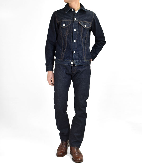 デラックスウエア(DELUXEWARE)DX4016 THIRD MODEL JACKETとDX5016 SLIM STRAIGHTのセットアップ全身コーデ