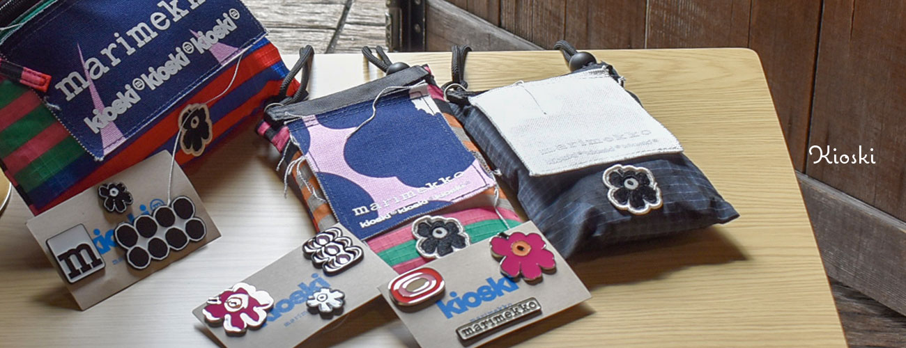 Kioskiシリーズのサコッシュやピンバッチ