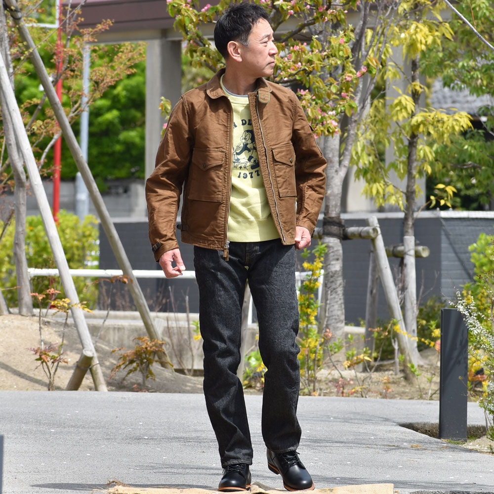 コリンボ (COLIMBO) AGERGELD SWEAT RAGLAN SWEAT -O.D.F. 1977- ラガーフェルドラグランスウェット ZA-0404 を使った 春らしいスウェット＆ジャケットメンズコーデ