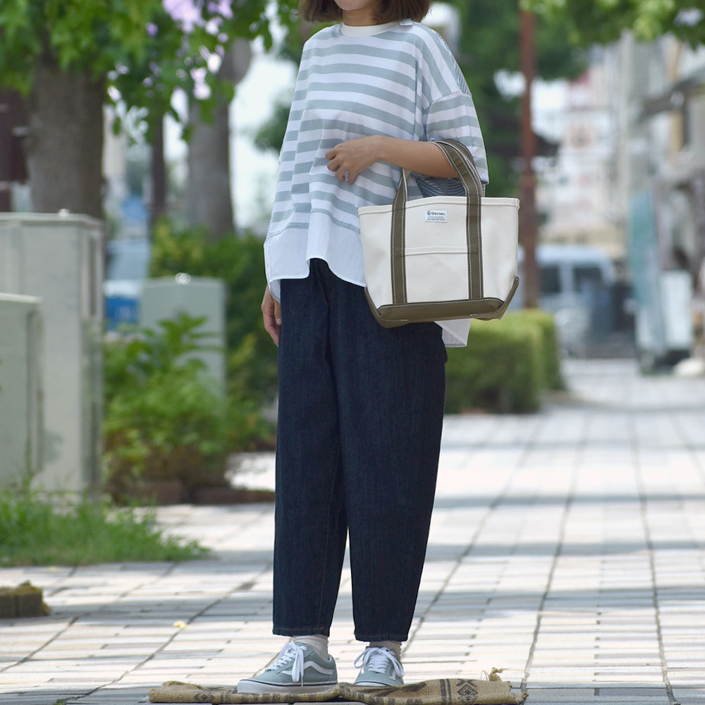 ケレン(KELEN) -ROY- EASY FIT DENIM デニムテーパードパンツ LKL23HPT2013 を使ったゆったりシルエットで夏レディースカジュアルコーディネート