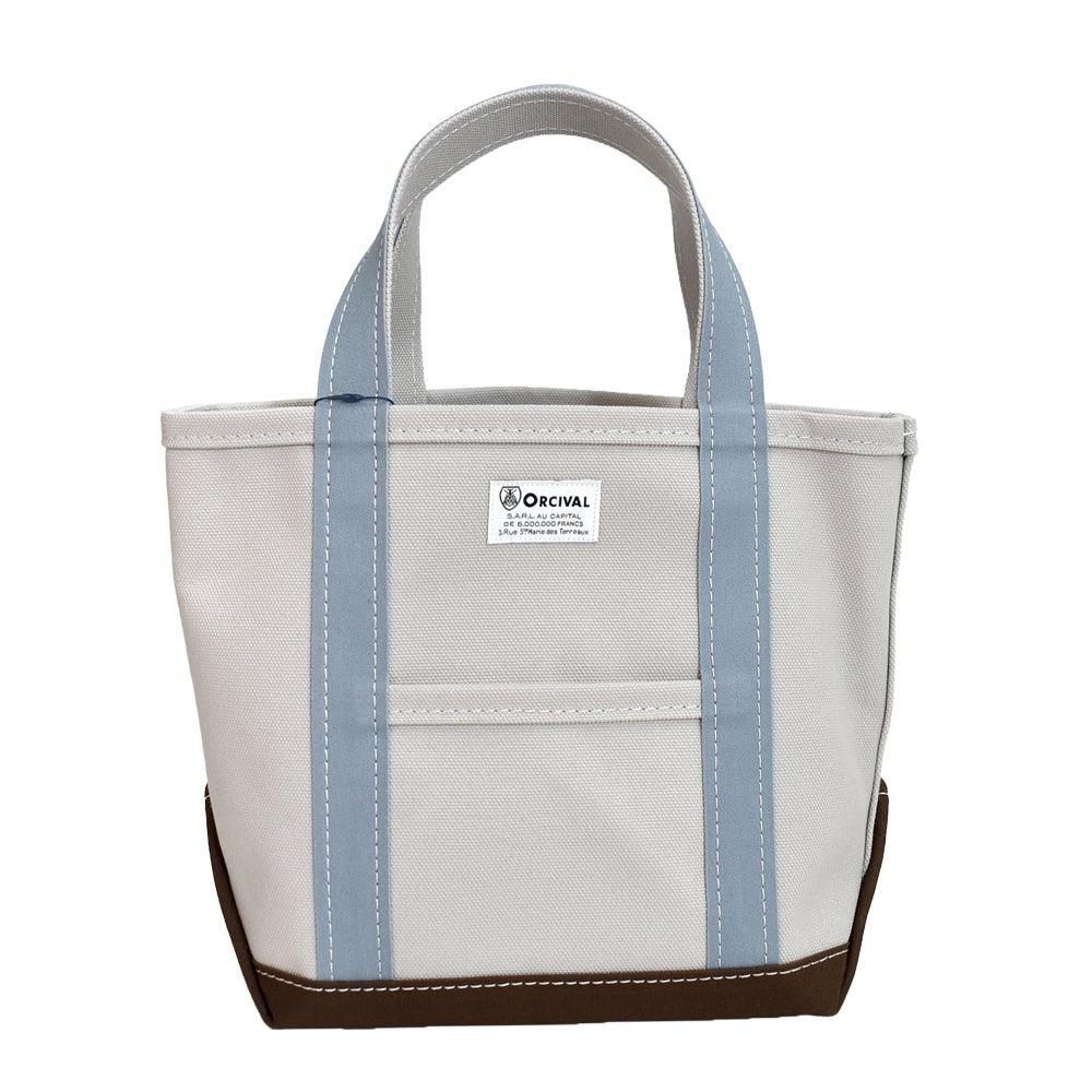 オーチバル/オーシバル (ORCIVAL) Tote Bag Small キャンバストートバッグ 小 マイバッグ エコバッグ OR-H0285KWC ICE GREY×STEEL GREY×COCOA BROWN