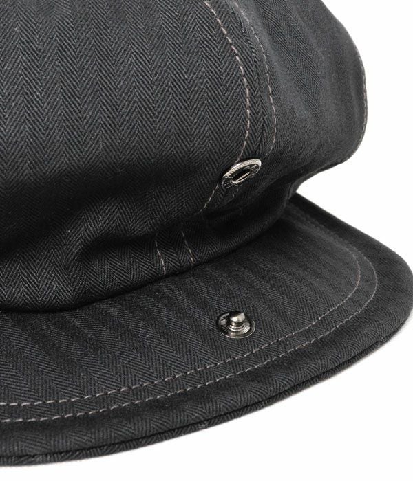 フリーホイーラーズ (FREEWHEELERS) -Dylan- 1940s STYLE CASQUETTE Vintage Style Yarn-Dyed Herringbone Twill BLACK H.B.TWILL ディラン ブラックヘリンボーンツイル キャスケット 帽子 2517002