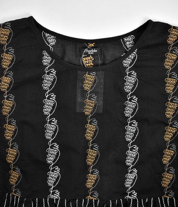 マーブルシュッド (marble SUD) グレープチック Volume SL BL 5分袖刺繍プルオーバーシャツ ブラウス 05AS305018