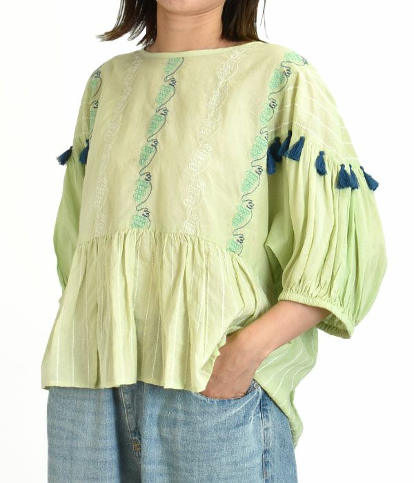 マーブルシュッド (marble SUD) グレープチック Volume SL BL 5分袖刺繍プルオーバーシャツ ブラウス 05AS305018