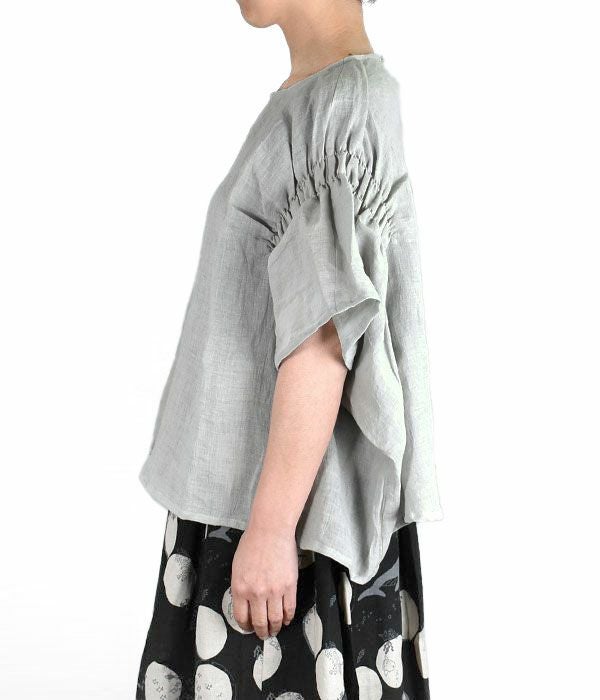 マーブルシュッド (marble SUD) Linen ワッシャー シャーリング BL 半袖プルオーバーシャツ ブラウス 05AM046098