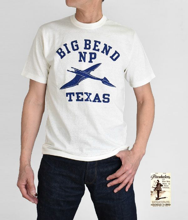 フリーホイーラーズ(FREEWHEELERS)HOME of U.S. SERIES -BIG BEND- OFF-WHITE 半袖プリントTシャツ 2125004