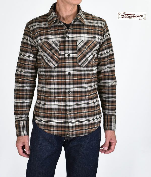 デラックスウエア (DELUXEWARE) HICKORY NEL SHIRT 長袖ヒッコリー