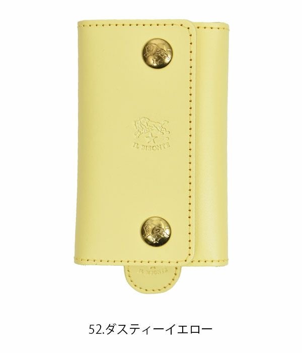 イルビゾンテ(IL BISONTE) レザーリング付きワイドキーケース 限定カラー 54222-3-04590 54222304590 52.ダスティ-イエロー