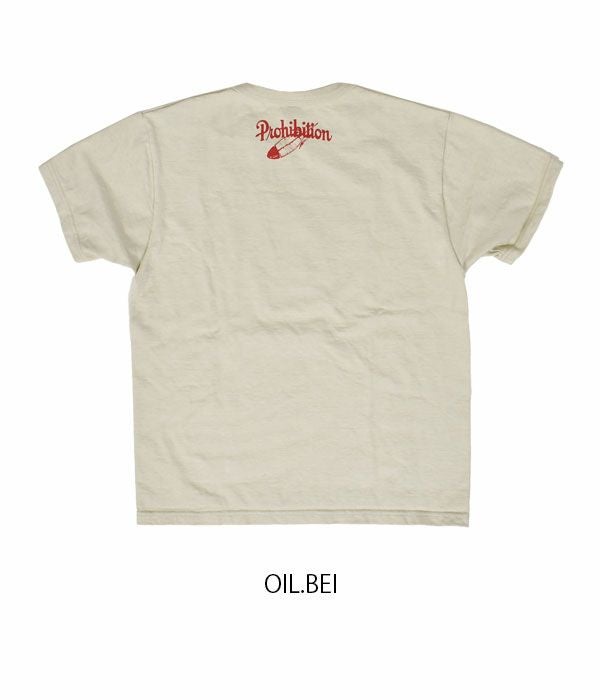 デラックスウエア (DELUXEWARE) PROHIBITION 半袖プリントTシャツ DXT-2202 OIL.BEI