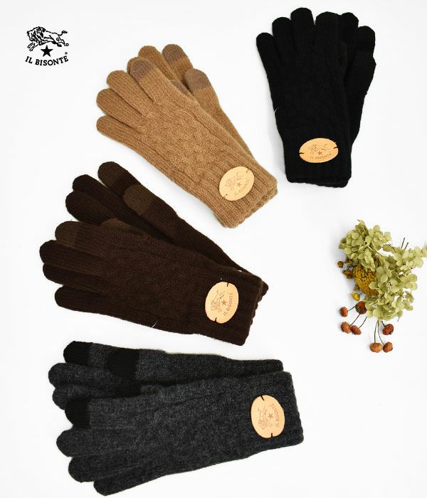 イルビゾンテ (IL BISONTE) ニットグローブ 手袋 スマホ対応 54222-3