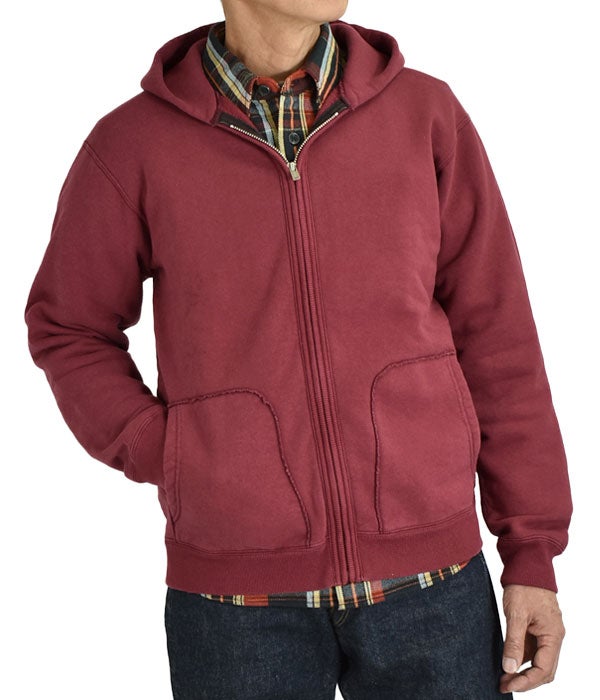 デラックスウエア (DELUXEWARE) FULLZIP PARKA PLAIN フルジップパーカー SPZ-00 CRM.RED