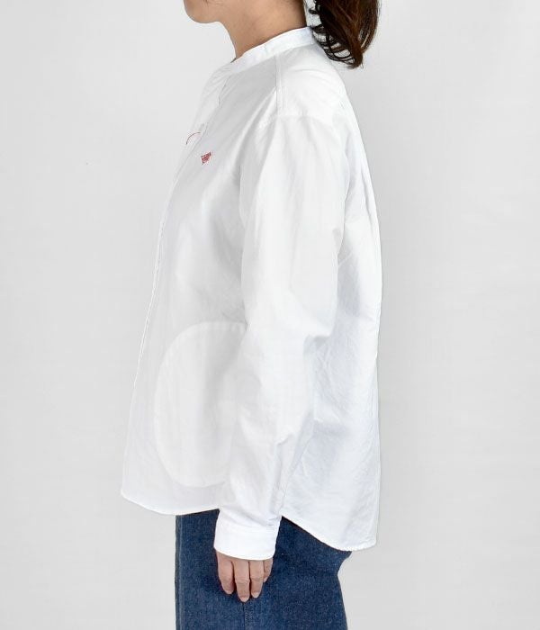 ダントン (DANTON) WOMEN'S PLAIN OXFORD BAND COLLAR SHIRT L/S