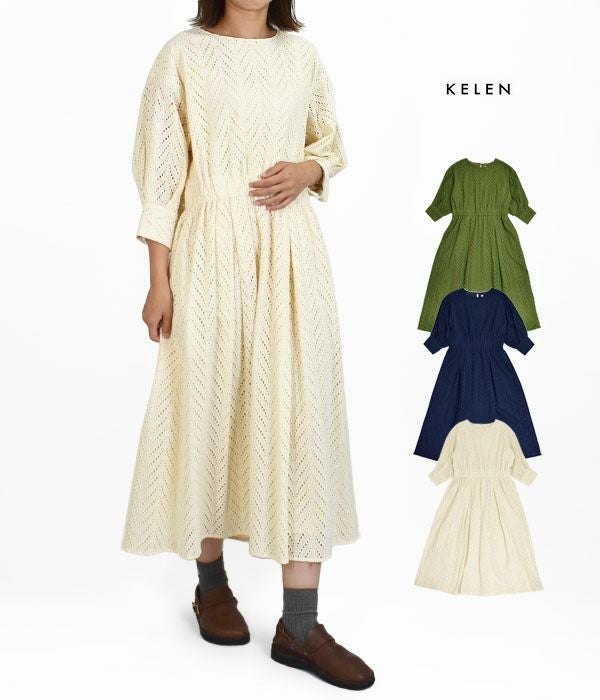 ケレン(KELEN)CUT WORK LACE DRESS -HAKU- 半袖レースワンピース LKL23HOP2012