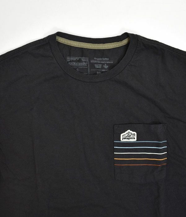 パタゴニア (PATAGONIA) M's Line Logo Ridge Stripe Organic Pocket T-Shirt 半袖プリントTシャツ ポケT 37587