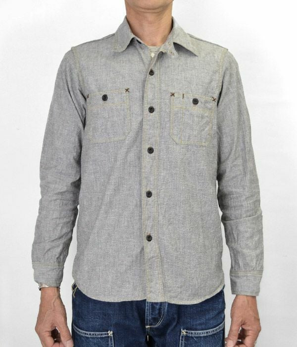フリーホイーラーズ (FREEWHEELERS) -NEAL- SHIRT 1926 STYLE WORK CLOTHING WHITE PEPPER CHAMBRAY BLACK PEPPER CHAMBRAY ニールシャツ 長袖ワークシャツ シャンブレーシャツ 2513102 WHITE PEPPER CHAMBRAY