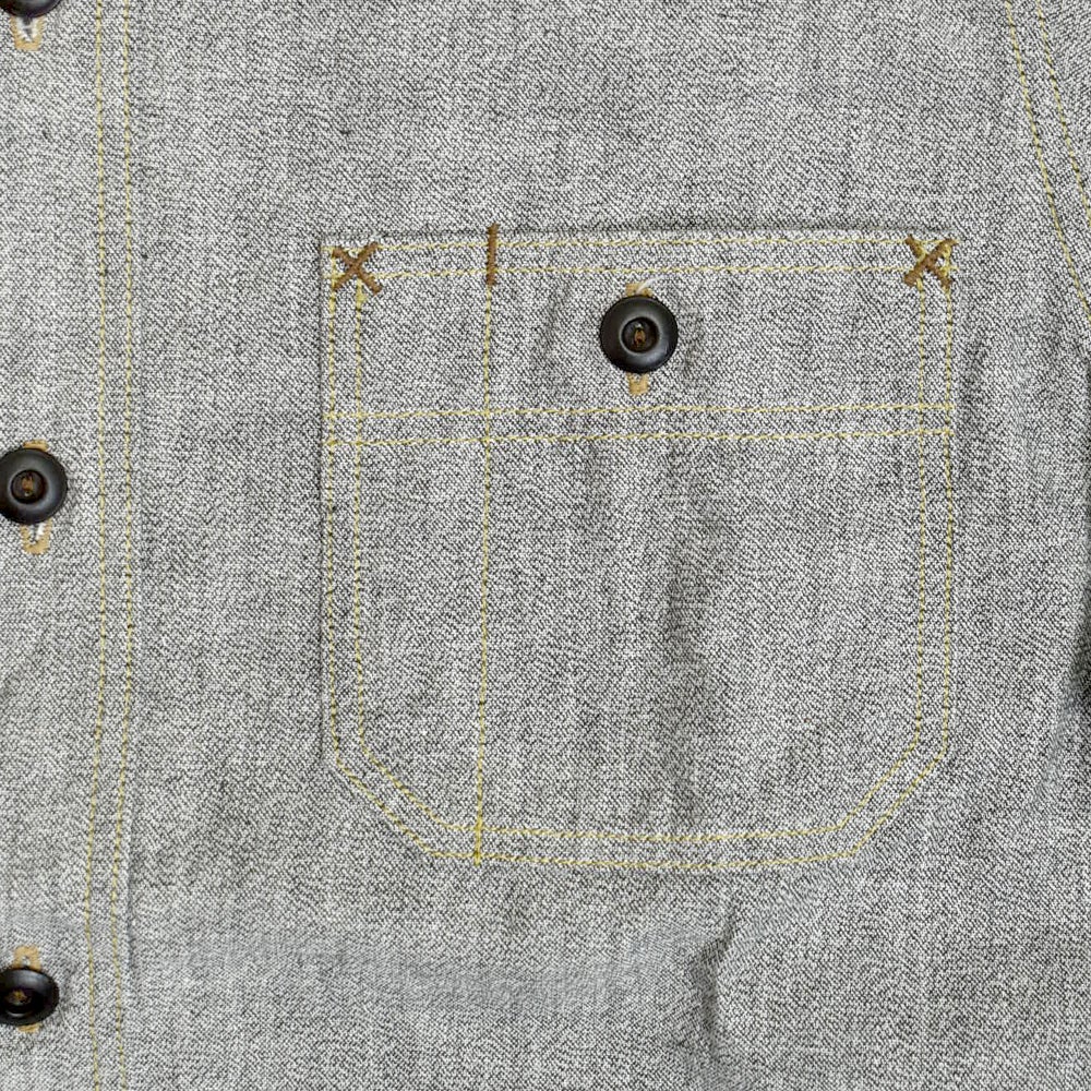 フリーホイーラーズ (FREEWHEELERS)<br> -Neal- SHIRT<br> 1926 STYLE WORK CLOTHING<br> Vintage Style Grained Chambray<br> WHITE PEPPER CHAMBRAY<br> ニールシャツ 長袖ワークシャツ シャンブレーシャツ<br> 2613002 2513102