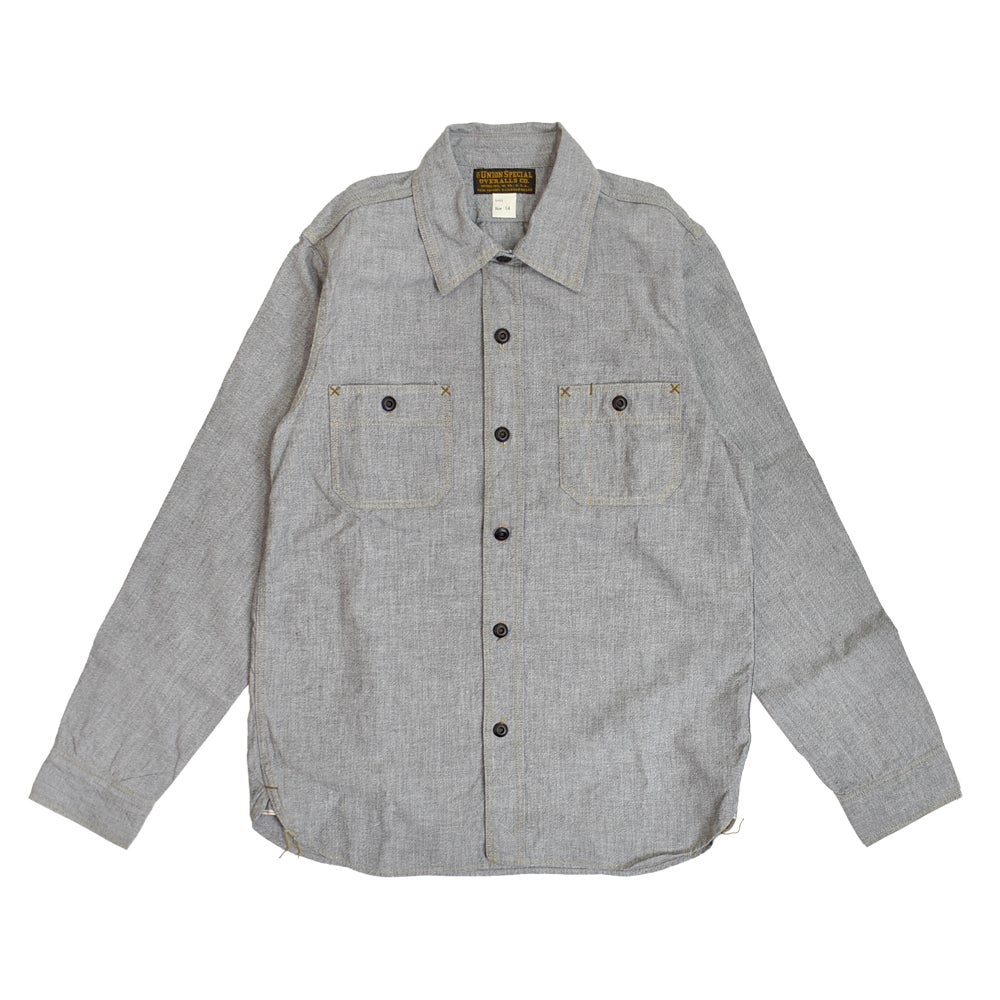 フリーホイーラーズ (FREEWHEELERS)<br> -Neal- SHIRT<br> 1926 STYLE WORK CLOTHING<br> Vintage Style Grained Chambray<br> WHITE PEPPER CHAMBRAY<br> ニールシャツ 長袖ワークシャツ シャンブレーシャツ<br> 2613002 2513102