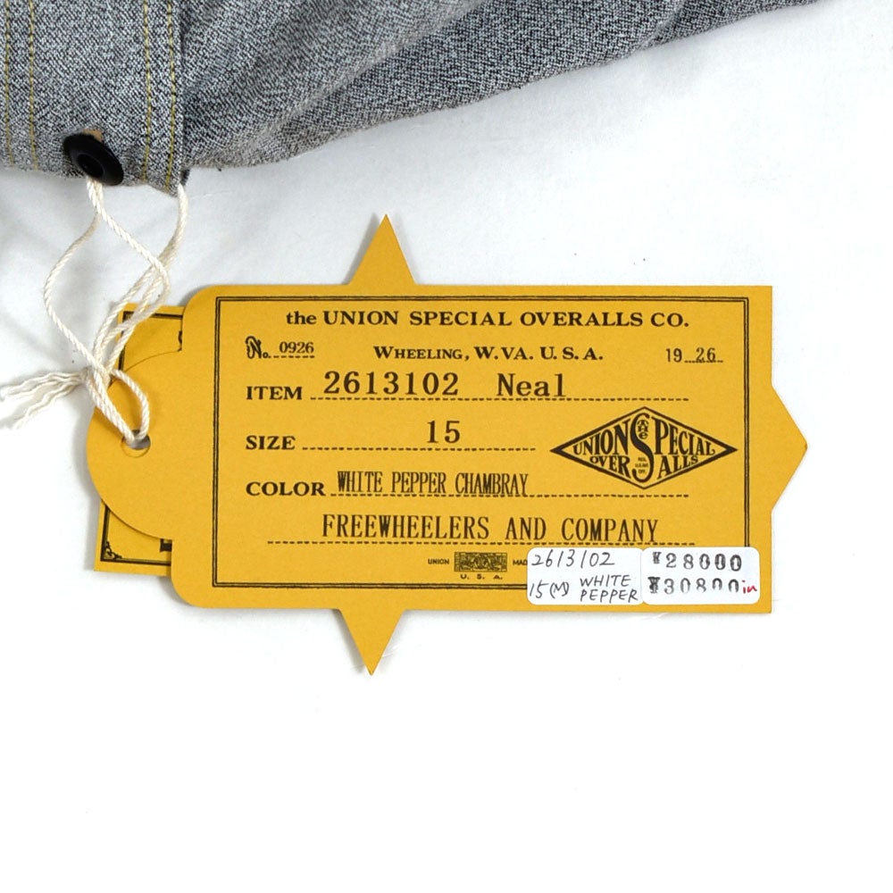フリーホイーラーズ (FREEWHEELERS) -Neal- SHIRT 1926 STYLE WORK CLOTHING Vintage Style Grained Chambray WHITE PEPPER CHAMBRAY ニールシャツ 長袖ワークシャツ シャンブレーシャツ 2613102