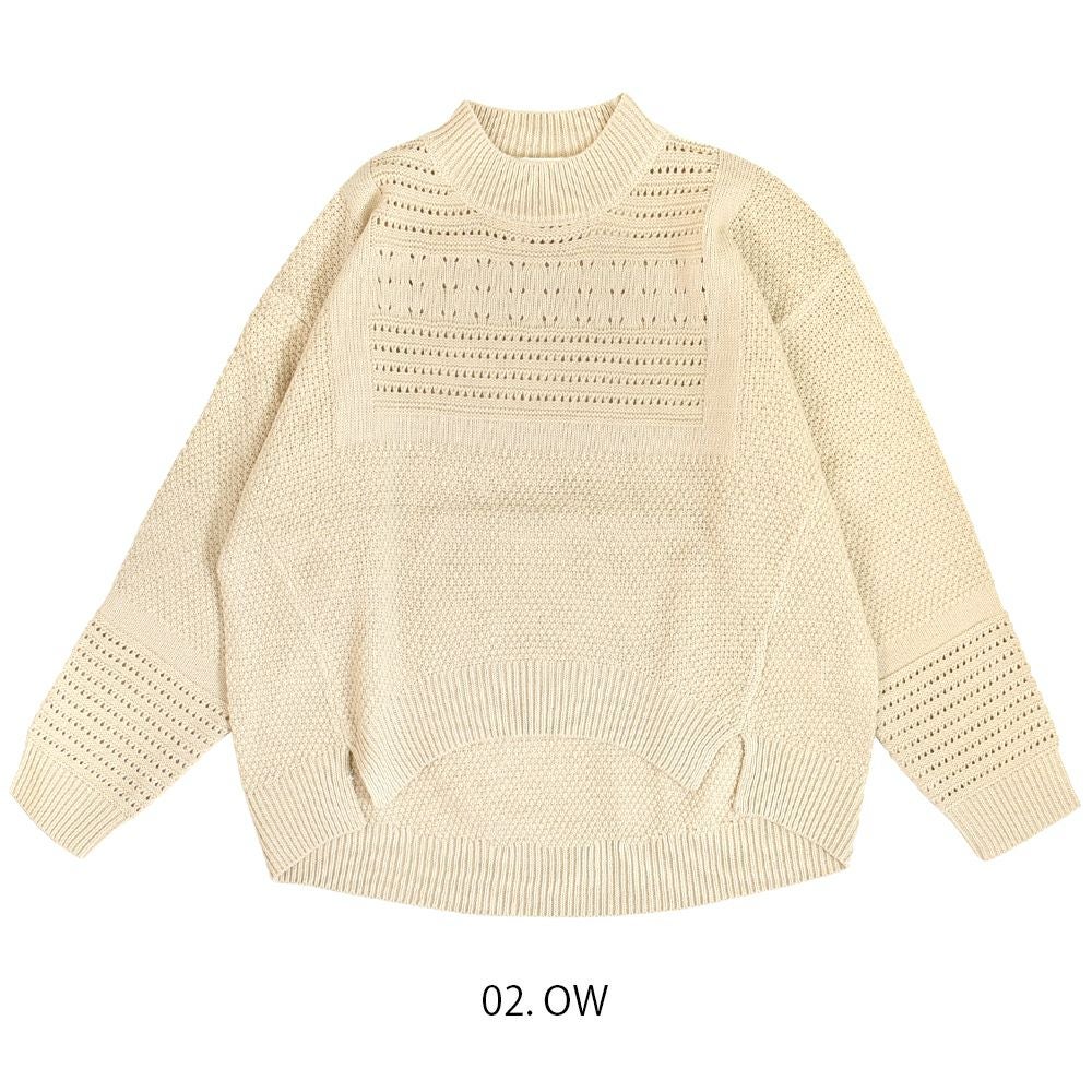 ソソット (sosotto) 透かし柄モックネックPO プルオーバーニット 42373122  02.OW
