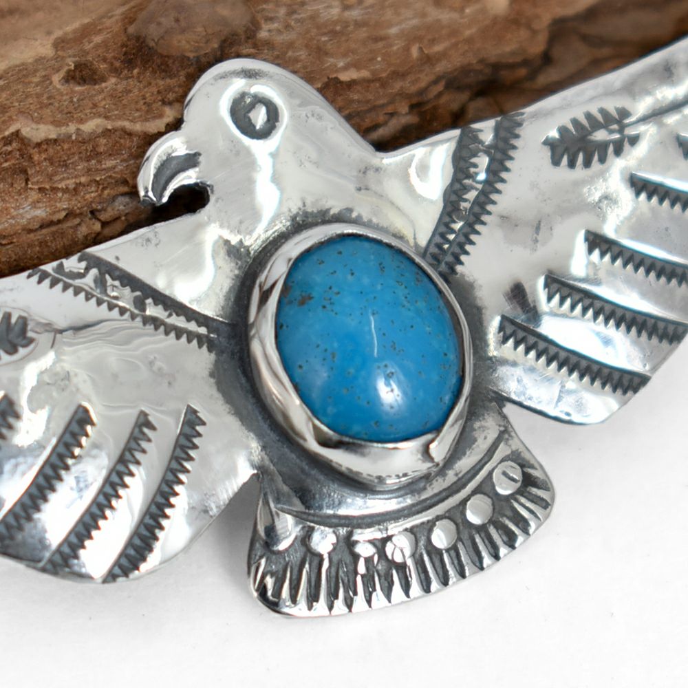 ラリースミス　オープンウイングサンダーバードペンダント　アローターコイズ ラリースミス (LARRY SMITH) OPEN WING THUNDERBIRD PIN (ARROW