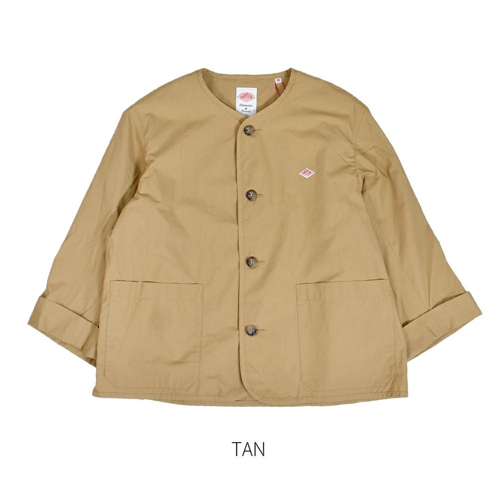 ダントン (DANTON) WOMEN'S COTTON WEATHER COLLARLESS JACKET ノーカラージャケット コットンジャケット 撥水加工 DT-A0473HCD TAN