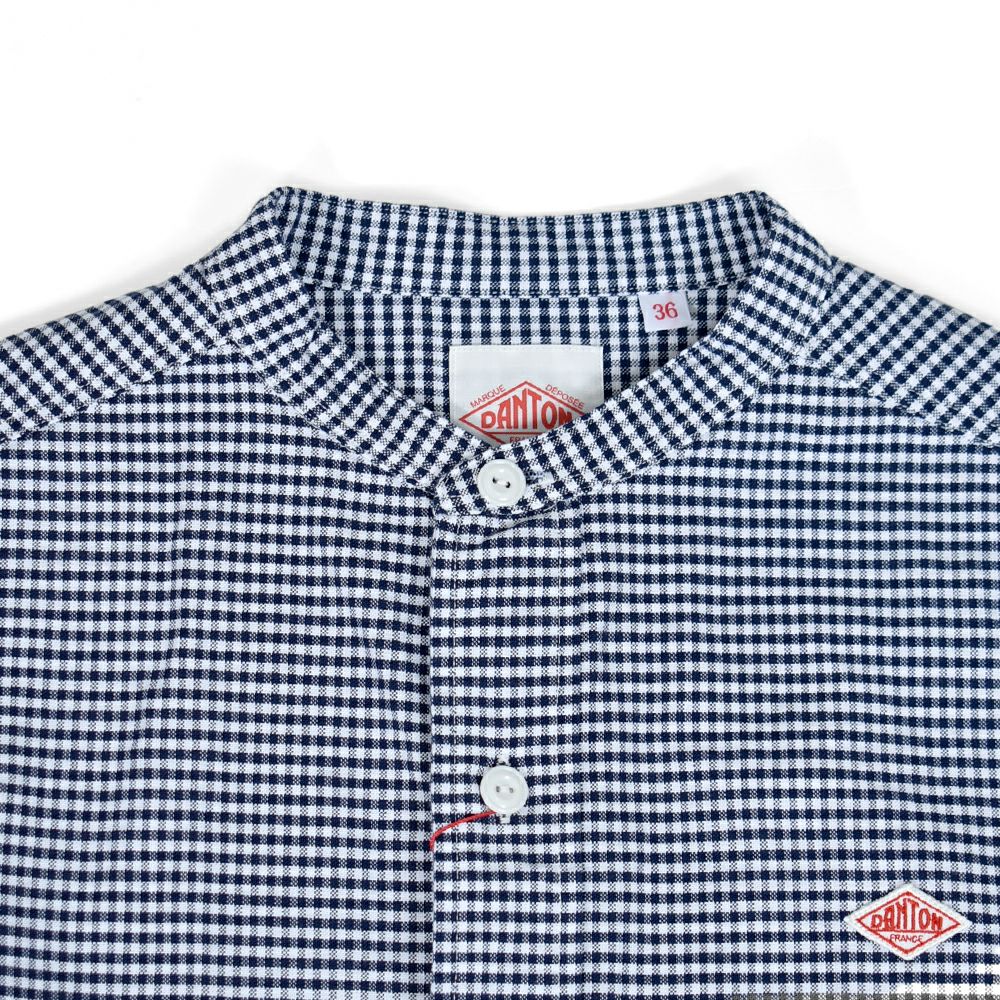 ダントン (DANTON) WOMEN'S OXFORD BAND COLLAR SHIRT L/S ノーカラーギンガムチェック長袖シャツ バンドカラー DT-B0279OXP