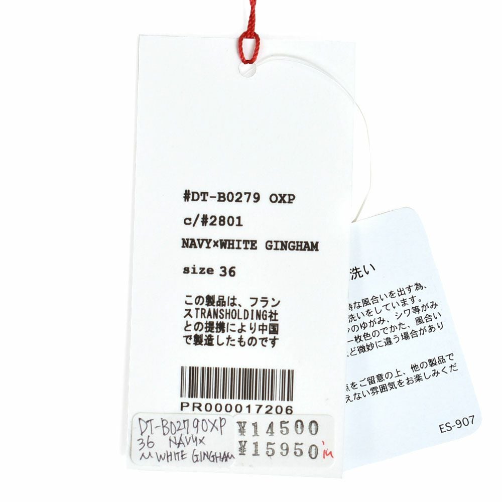 ダントン (DANTON) WOMEN'S OXFORD BAND COLLAR SHIRT L/S ノーカラーギンガムチェック長袖シャツ バンドカラー DT-B0279OXP