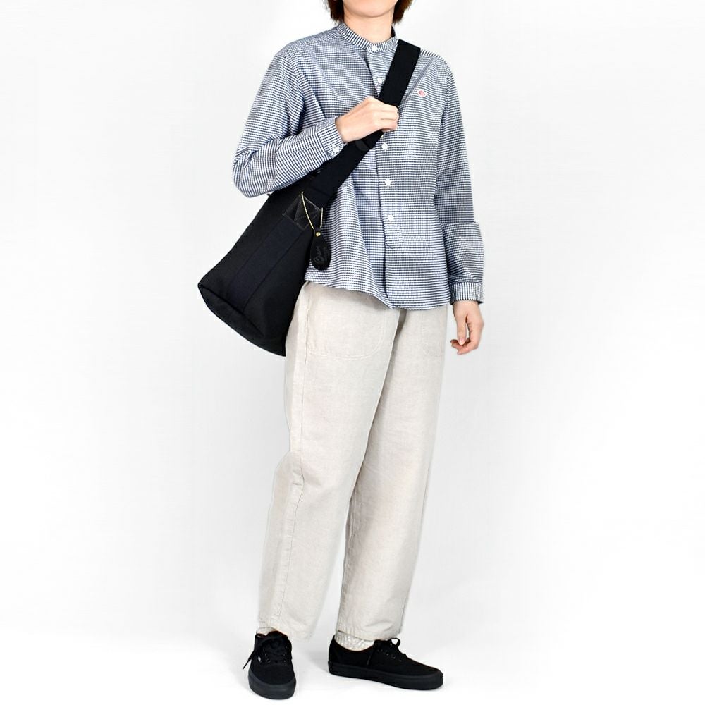 ダントン (DANTON) WOMEN'S OXFORD BAND COLLAR SHIRT L/S ノーカラー