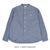 ダントン (DANTON) WOMEN'S OXFORD BAND COLLAR SHIRT L/S ノーカラーギンガムチェック長袖シャツ バンドカラー DT-B0279OXP NAVY × WHITE GINGHAM