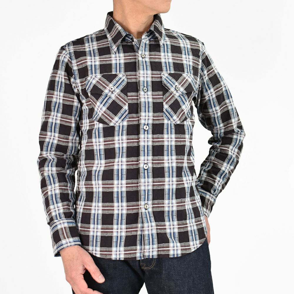 デラックスウエア (DELUXEWARE) NATIVE BLK 長袖チェックウエスタン