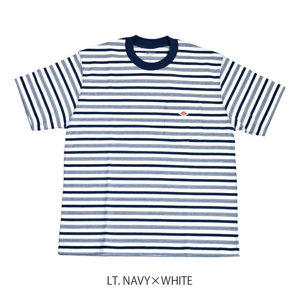 ダントン (DANTON) MEN'S SHORT SLEEVE POCKET T-SHIRT PLAIN ポケットTシャツ 半袖無地Tシャツ DT-C0198TCB LT.NAVY×WHITE