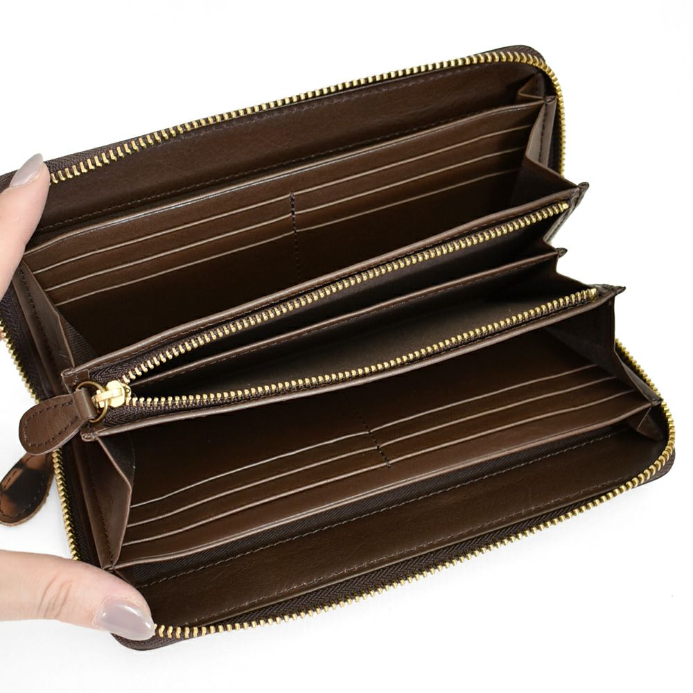 アインソフ (Ain Soph) 奄美泥染めラウンドファスナー長財布 革財布