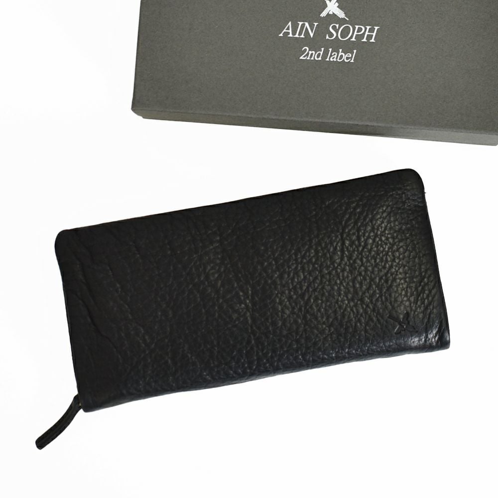 アインソフ (Ain Soph) メッシュラウンドファスナー長財布 革財布 黒