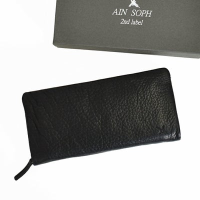 アインソフ (Ain Soph) メッシュラウンドファスナー長財布 革財布 黒 