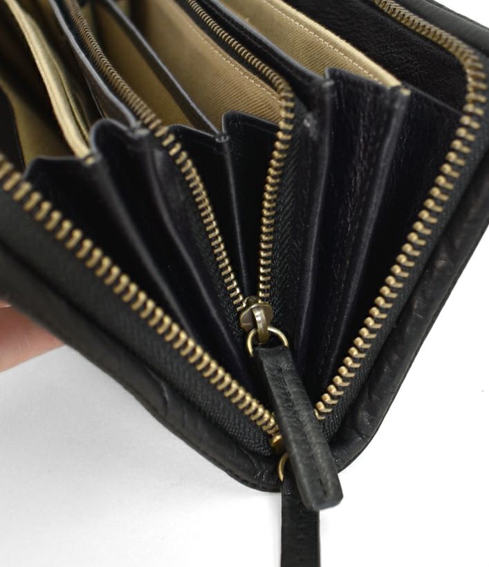アインソフ (Ain Soph) 袋縫いラウンドファスナー長財布 革財布 黒