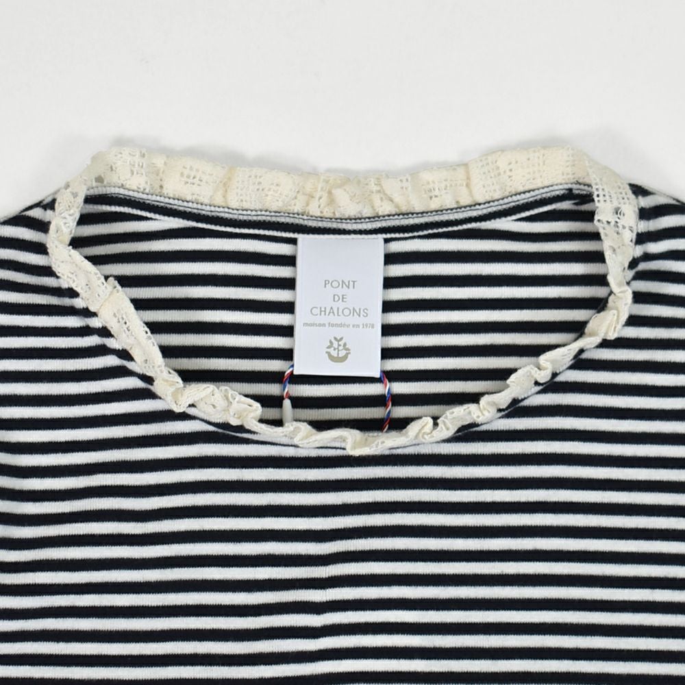 ポンデシャロン (PONT DE CHALONS) 【日本製】トロワボーダー 衿レースPO 長袖カットソー インナー 重ね着 22451622