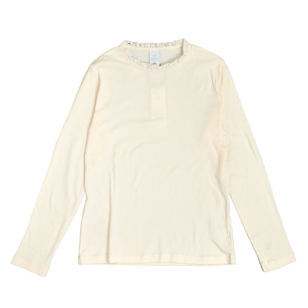 ポンデシャロン (PONT DE CHALONS) 【日本製】＜トロワ＞ 衿フリルプルオーバー 長袖カットソー インナー 重ね着 22451612 11.エクリュ