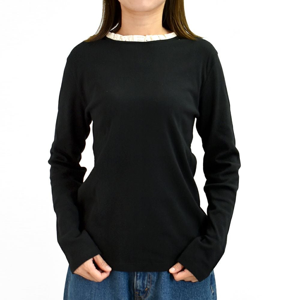 ポンデシャロン (PONT DE CHALONS) 【日本製】＜トロワ＞ 衿フリルプルオーバー 長袖カットソー インナー 重ね着 22451612