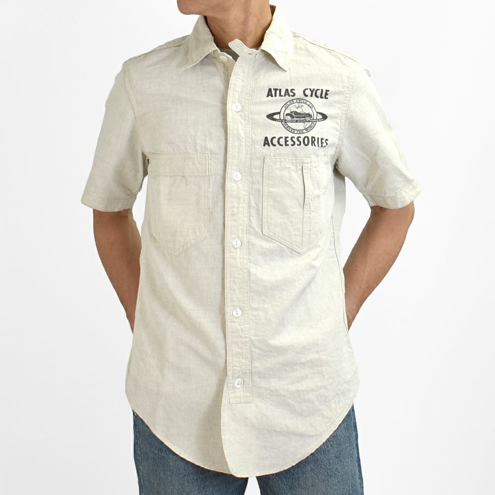 フリーホイーラーズ(FREEWHEELERS)-ATLAS CYCLE CO.- Big Bertha S/S SHIRT 半袖プリントシャツ 2423008
