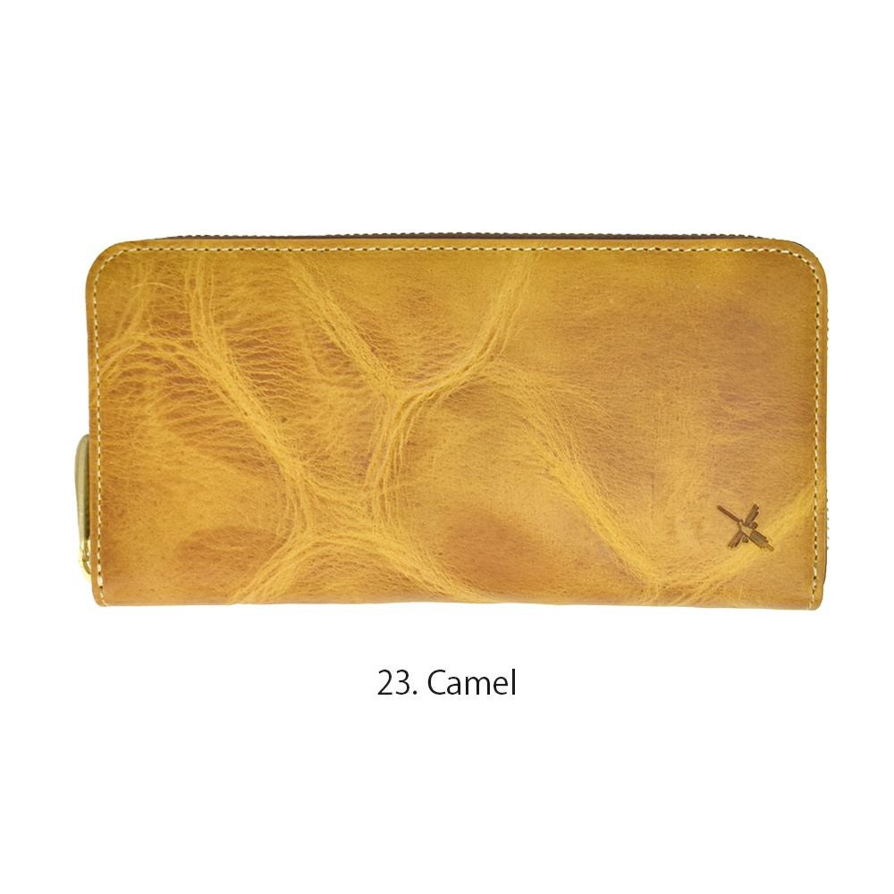 アインソフ (Ain Soph) ワクシープレス ラウンドファスナー長財布 革財布 オイルレザー DA1180-WPS 23.Camel