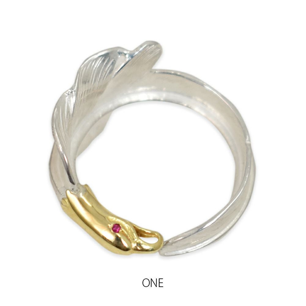 ラリースミス (LARRY SMITH) 18K EAGLE HEAD KAZEKIRI RING RUBY