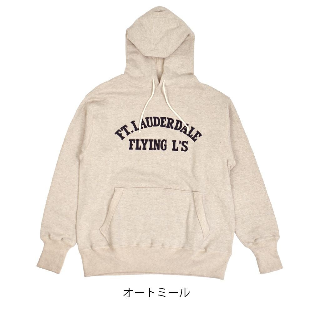 ウエアハウス (WAREHOUSE) 2本針フード FLYING L'S 長袖プリントスウェットパーカー 450  オートミール