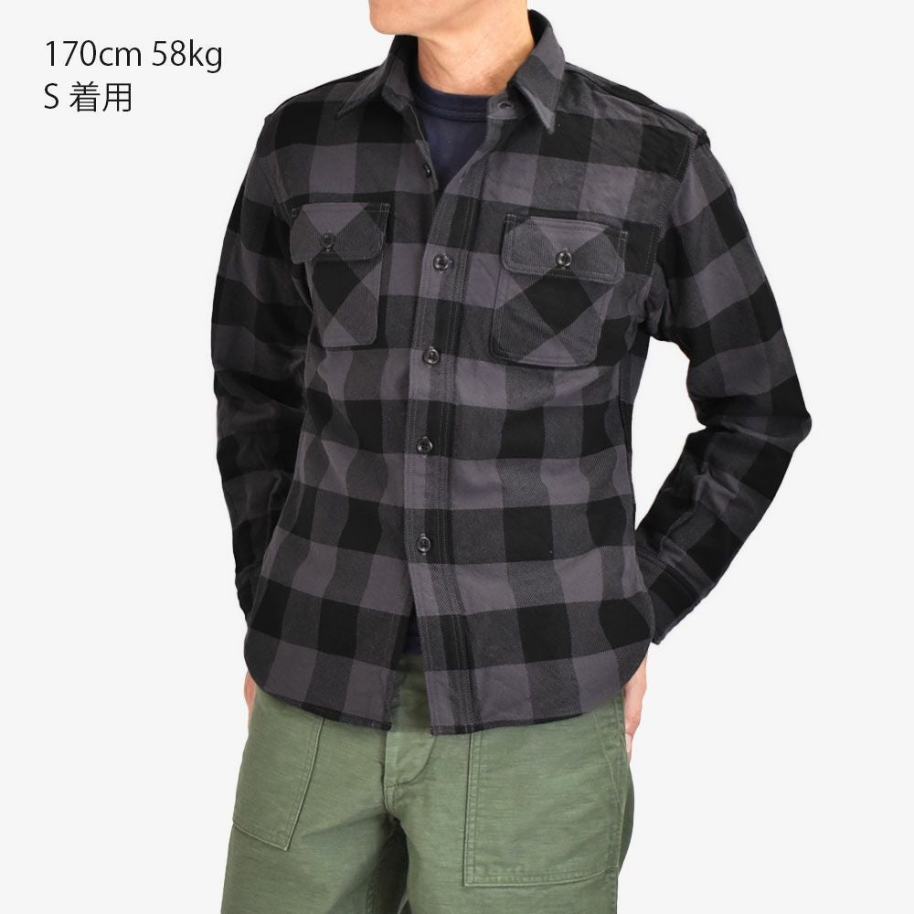 デラックスウエア (DELUXEWARE) 50s BUFFALO CHECK 長袖チェックネルシャツ HV-00A GRY.PURPLE