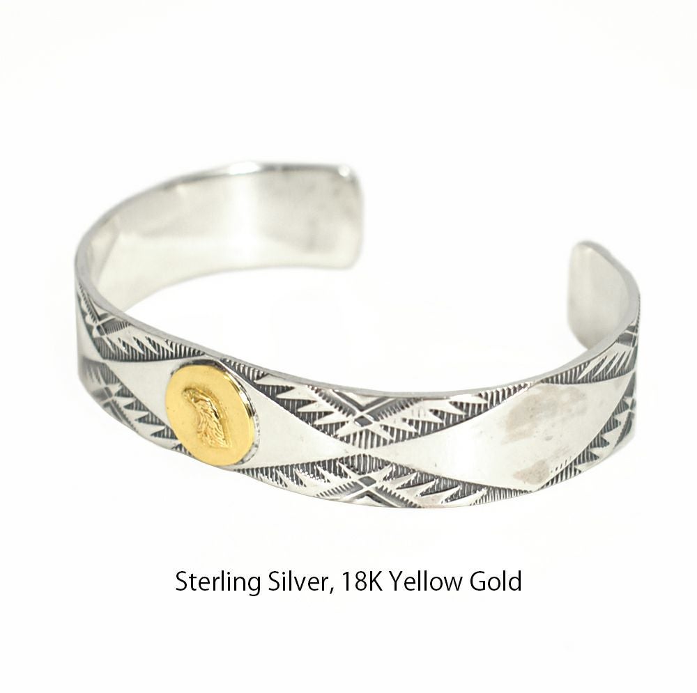 ラリースミス (LARRY SMITH) EAGLE HEAD STAMPED BRACELET (18K GOLD