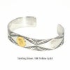 ラリースミス(LARRY SMITH) EAGLE HEAD STAMPED BRACELET (18K GOLD ACCENT, RUG PATTERN) バングル ブレスレット シルバーアクセサリー BR-0120  Sterling Silver, 18K Yellow Gold