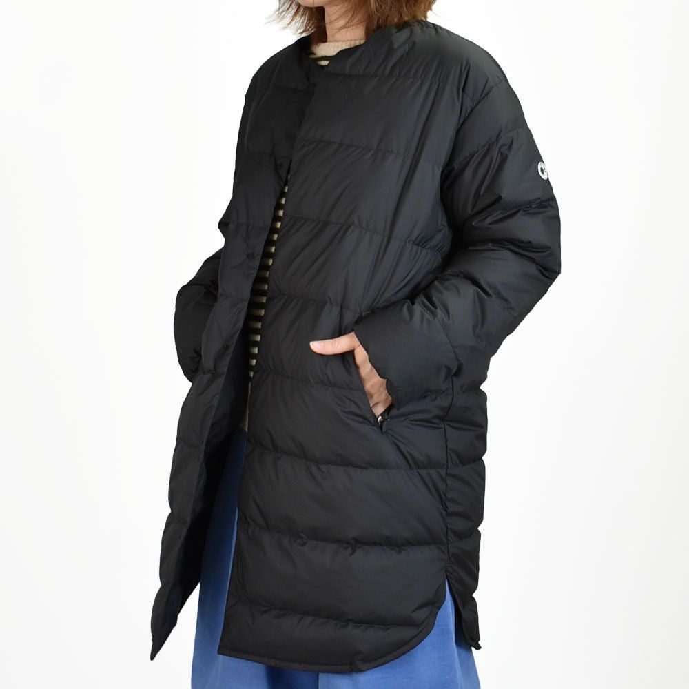 ORCIVAL ロングコート ダウンジャケット ブラック オーチバル/オーシバル (ORCIVAL) Round Neck Long Coat ライトダウン