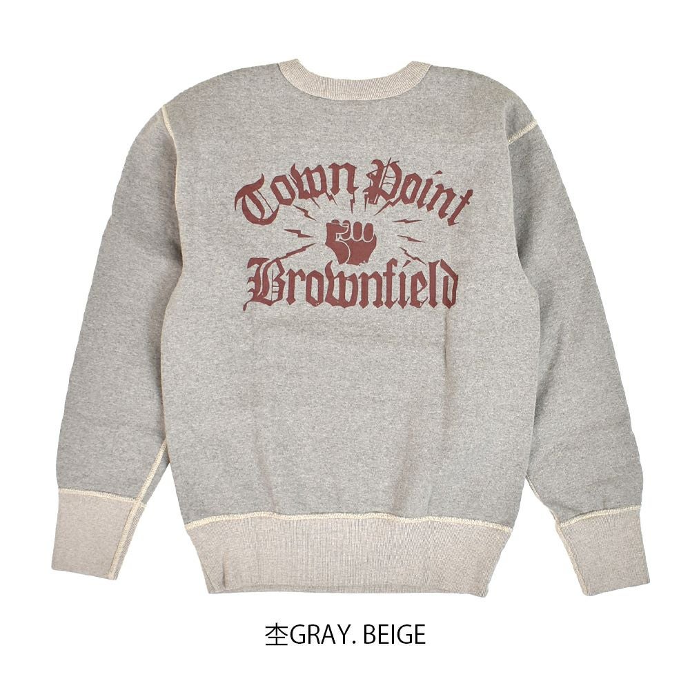 デラックスウエア (DELUXEWARE) TOWN POINT 長袖プリントトレーナー スウェットシャツ セットンスリーブ S101-44